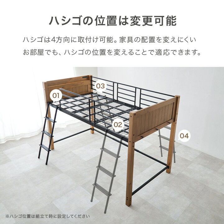 楽天市場】ロフトベッド ロータイプ ミドルタイプ 高さ137/162(ロフト 