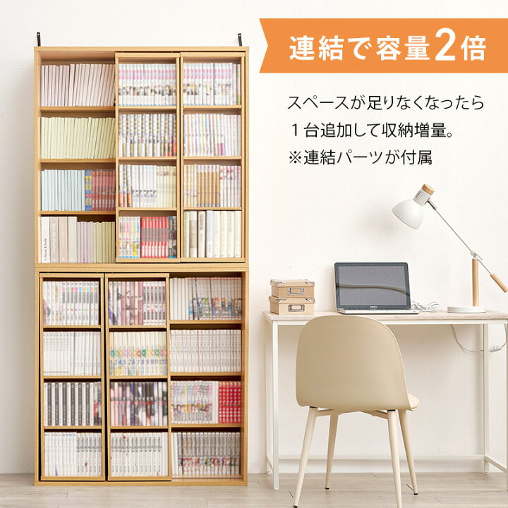 楽天市場】前後2列スライド式本棚【幅90/120(扉収納付き)】(本棚 大 