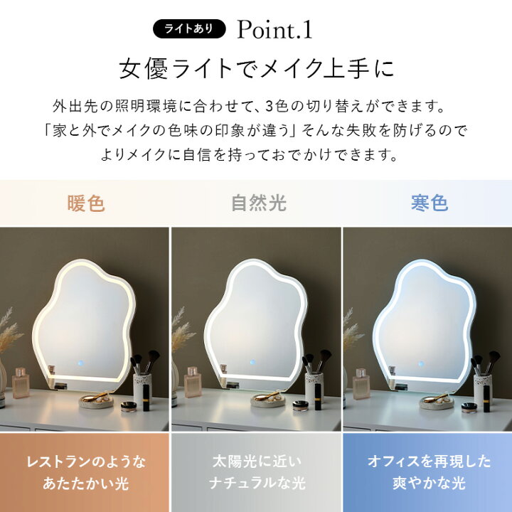 楽天市場】ウェーブミラードレッサー スツール付き(ドレッサー 
