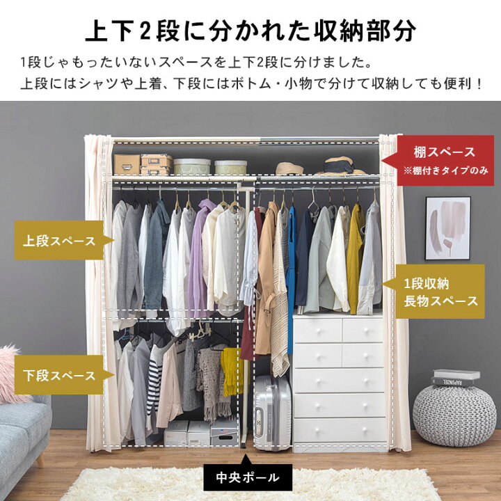 楽天市場】【10%OFFクーポンあり☆4/1(火)限定】伸縮式クローゼット 高 