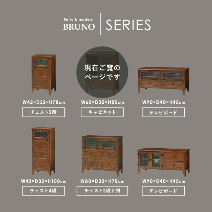 楽天市場】レトロ花ガラス キャビネット 幅60cm 【Bruno】ブルーノ 