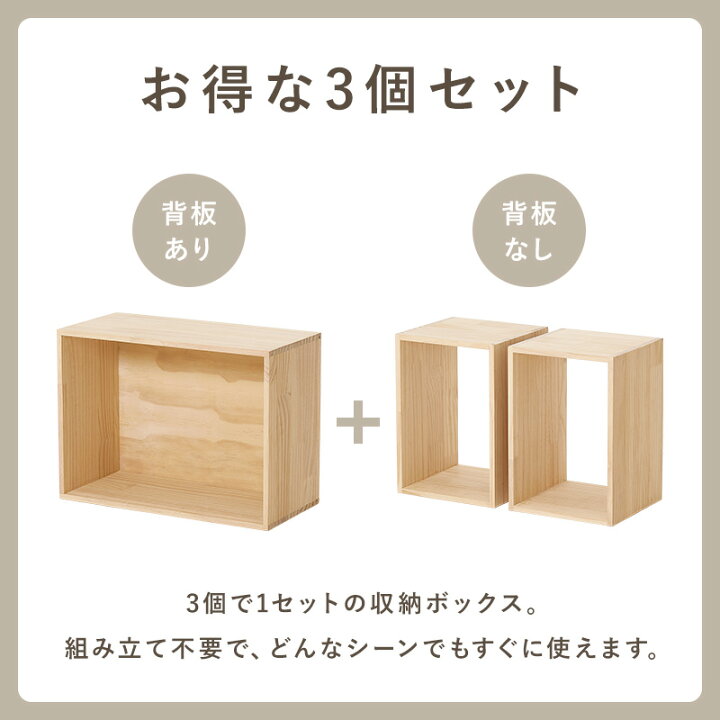 楽天市場】木箱収納ボックス 3点セット【pine】パイン(本棚 マルチ 