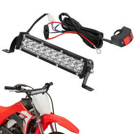 ダートバイクLEDヘッドライト 60W 2500LM ライトバーキット 防水IP67 アルミニウム合金 7/8インチハンドルバー対応 スイッチ付き プラグプレイ オートバイ用 作業灯