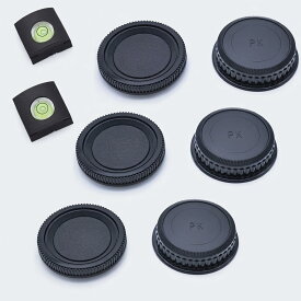 JHMei ペンタックス Kマウント用 ボディキャップ (3個) と リアレンズキャップ (3個) セット、水準器付き ホットシューカバー (2個) 付き、カメラとレンズ保護アクセサリーキット、K-1 Mark II K-3