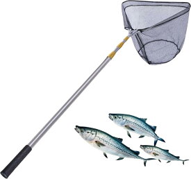 YongDerDer 魚とり網 虫取り網 折りたたみ式 タモ網 ステンレス鋼 長さ4m 伸縮式 軽量 頑丈 水陸両用 三角網 ランディングネット 携帯便利 組み立て簡単 漁具 ション釣り 川エビ キャンプ アウ