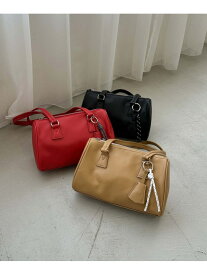 【SALE／50%OFF】チャーム付きスクエアボストンバッグ archives アルシーヴ バッグ その他のバッグ ベージュ レッド ブラック【RBA_E】[Rakuten Fashion]