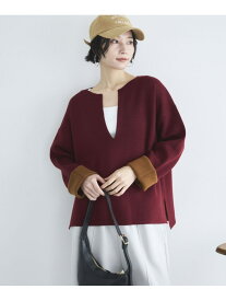【SALE／50%OFF】Vネック配色ニットプルオーバー DOUX ARCHIVES ドゥアルシーヴ トップス ニット ワインレッド ベージュ ネイビー【RBA_E】【送料無料】[Rakuten Fashion]