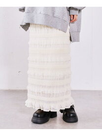 【SALE／50%OFF】シャーリングフリルタイトスカート archives アルシーヴ スカート ロング・マキシスカート ホワイト ブラック【RBA_E】[Rakuten Fashion]