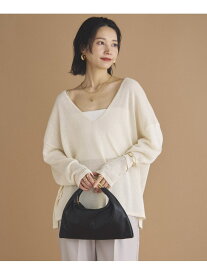 【SALE／60%OFF】ペーパーヤーン深Vニット DOUX ARCHIVES ドゥアルシーヴ トップス ニット ブラウン ホワイト【RBA_E】【送料無料】[Rakuten Fashion]