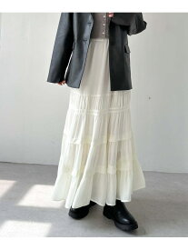 【SALE／50%OFF】ジョーゼットタックティアードスカート archives アルシーヴ スカート ロング・マキシスカート ブラック グレー ホワイト【RBA_E】[Rakuten Fashion]
