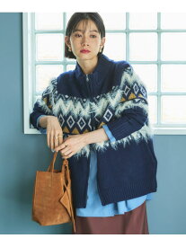 【SALE／50%OFF】ノルディック柄ジャガードニットジャケット DOUX ARCHIVES ドゥアルシーヴ トップス ニット ネイビー ホワイト グレー【RBA_E】【送料無料】[Rakuten Fashion]