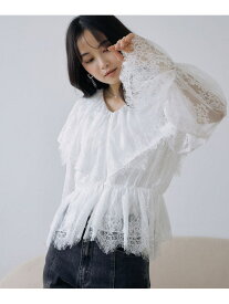 フリルラッフルレースブラウス archives アルシーヴ トップス シャツ・ブラウス ホワイト ブラック【送料無料】[Rakuten Fashion]