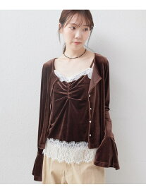 レーストリムベロアアンサンブル archives アルシーヴ トップス アンサンブル ブラック ブラウン ピンク【送料無料】[Rakuten Fashion]
