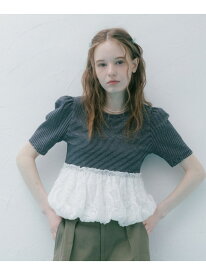 【SALE／50%OFF】ボーダーアソートレースドッキングバルーンTOPS archives アルシーヴ トップス カットソー・Tシャツ ブラック ホワイト【RBA_E】[Rakuten Fashion]
