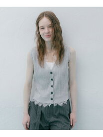 【SALE／50%OFF】レースレイヤードランダムリブニットベスト archives アルシーヴ トップス ニット グレー ベージュ ブラック【RBA_E】[Rakuten Fashion]