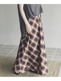 【SALE／60%OFF】チェックバイアスフレアスカート DOUX ARCHIVES ドゥアルシーヴ スカート ロング・マキシスカート オレンジ ブラック レッド【RBA_E】【送料無料】[Rakuten Fashion]
