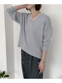 衿レースVネックニットプルオーバー DOUX ARCHIVES ドゥアルシーヴ トップス ニット ベージュ ホワイト【送料無料】[Rakuten Fashion]