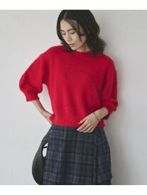コンパクトシャギーニットプルオーバー DOUX ARCHIVES ドゥアルシーヴ トップス ニット ホワイト レッド【送料無料】[Rakuten Fashion]