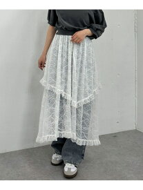 【SALE／50%OFF】2wayイレヘムレースティアードスカート archives アルシーヴ スカート ロング・マキシスカート ブラック ホワイト【RBA_E】[Rakuten Fashion]
