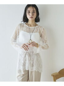 【SALE／70%OFF】スカラップレーストップス DOUX ARCHIVES ドゥアルシーヴ トップス シャツ・ブラウス ブラック ホワイト【RBA_E】[Rakuten Fashion]