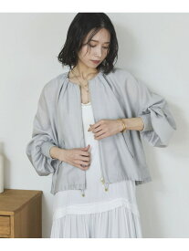 【SALE／50%OFF】麻調シアーネックギャザーブルゾン DOUX ARCHIVES ドゥアルシーヴ ジャケット・アウター その他のジャケット・アウター ホワイト ベージュ グレー【RBA_E】【送料無料】[Rakuten Fashion]