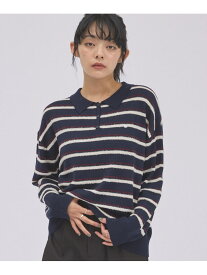 マルチボーダールースポロニットPO archives アルシーヴ トップス ニット グレー ネイビー ブラウン【送料無料】[Rakuten Fashion]