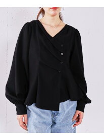 【SALE／50%OFF】【ONかわ】ボタンタックペプラムBL archives アルシーヴ トップス シャツ・ブラウス ブルー ホワイト ブラック【RBA_E】[Rakuten Fashion]