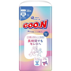 グ〜ン長時間でもモレ0へ パンツ BIG 38枚×3袋入り 21001925 大王製紙 │ グーン ベビー用品 おむつ 子供 こども 股モレ 背中モレ おしっこモレ 紙おむつ 日用品 消耗品 ケース販売 まとめ買い