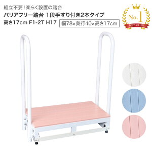 踏台 手すり付き 高齢者 介護 バリアフリー踏台 1段手すり2本タイプ(両サイド手摺付) 高さ17cm仕様 幅78×奥行40×高さ17cm F1-2T バリアフリータケウチ │ 介護用品 お年寄り 老人 シニア 住宅