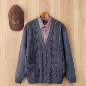 カーディガン メンズ 長袖 おしゃれ 秋冬 裏フリースニットカーディガン 822078 M L ケアファッション │ トップス 羽織り 前開き 男性 紳士 シニア お父さん おじいちゃん 羽織る あたたかい