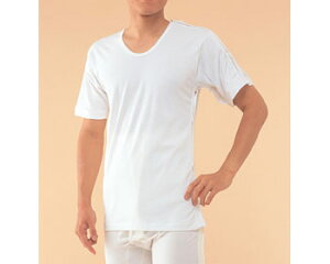 紳士・婦人共用脇開き5分袖(左開き) MU-14 LLサイズ 神戸生絲 │ KOBES 介護衣料 肌着 メンズ 下着 レディース 衣類 介護用品