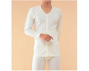 紳士用前開き長袖 ホック式 神戸生絲 │ KOBES 介護衣料 衣類 介護用品