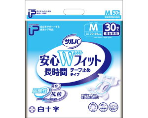 【まとめ買い】P.U サルバ安心Wフィット Mサイズ 30枚×2袋入り 35595 白十字 │ 大人用紙おむつ 紙オムツ テープ止めタイプ テープタイプ 尿漏れ 尿もれ 尿モレ 失禁対策 おもらし 高齢者 介護