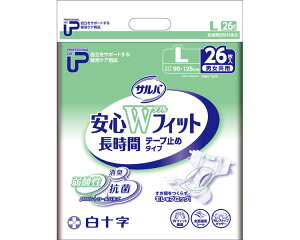 【まとめ買い】P.U サルバ安心Wフィット Lサイズ 26枚×2袋入り 35597 白十字 │ 大人用紙おむつ 紙オムツ テープ止めタイプ テープタイプ 尿漏れ 尿もれ 尿モレ 失禁対策 おもらし 高齢者 介護