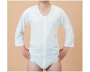 紳士・婦人共用前開き7分袖ボディシャツ No.112 LL オフホワイト 神戸生絲 │ KOBES 介護衣料 衣類 介護用品