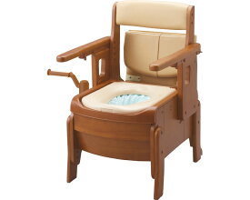 安寿 家具調トイレセレクトR 自動ラップ はねあげ 暖房便座 533-945｜家具調 ポータブルトイレ 介護用 あたたか便座 簡易トイレ バケツ不要 掃除簡単 汚物処理 トイレ処理 老人 在宅 排泄物 自動 介護用トイレ アロン化成