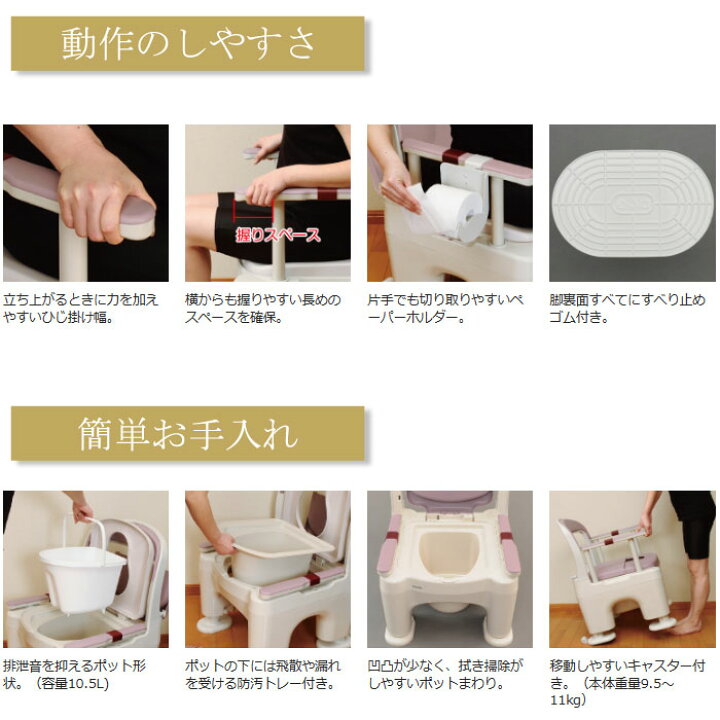 楽天市場】ポータブルトイレ 座楽 ラフィーネ PN-L30213 脱臭あたたか 