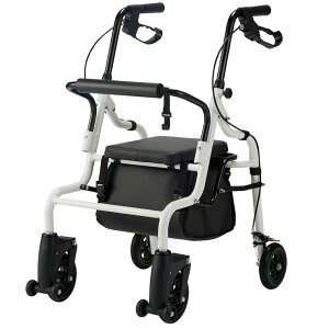 歩行補助車 手押し車 高齢者 おしゃれ スルーン歩行車 コエル KOL-01BB ブラウン マキテック │ 歩行器 カート 老人 介護用品 折りたたみ 手元ブレーキ 駐車ブレーキ 座れる 座面付き カゴ載せ