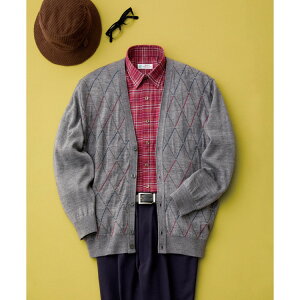 カーディガン メンズ おしゃれ 秋冬 羽織り 国産毛混ニットカーディガン 822070 M L LL ケアファッション │ トップス 羽織る 男性 紳士 シニア カッコいい オシャレ着 華やか 高級感 上品 ダイ