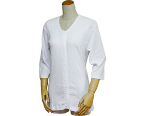 メンズ 肌着 紳士前開き七分袖シャツ(プラスチックホック式) 3L 白 43211 ウエル │ 肌着 下着 男性用 紳士用 7分袖 高齢者 介護用衣類 介護用品 インナー シャツ 下着 アンダーウェア 着やす