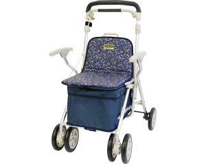 ウィズワン シルバーカー ボックスタイプ ヘルスバッグMB 花柄紺 │ シルバーカート スタンダードタイプ 標準 手押し車 歩行サポート ショッピングカート お買い物カート 4輪 高齢者 介護用