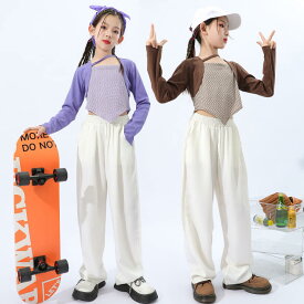 ダンス衣装 キッズ セットアップ ダンス衣装 ヒップホップ キッズ HIPHOP 子供服 上下セットアップ トップス パンツ 子供 女の子 ガールズ チア ジャズダンス ステージ衣装 文化祭 原宿系 練習着 応援団 演出服 K-POP jazz サマーキャンプ 団体服