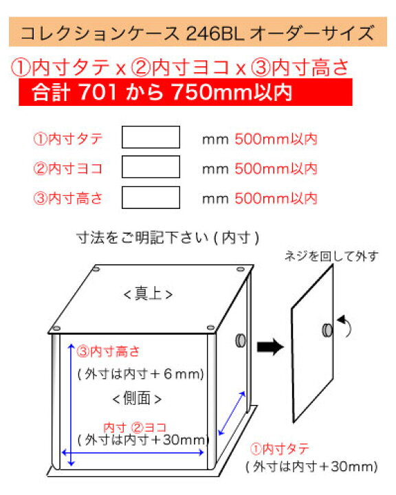 楽天市場】アクリルコレクションケース246BL 【オーダーサイズ 