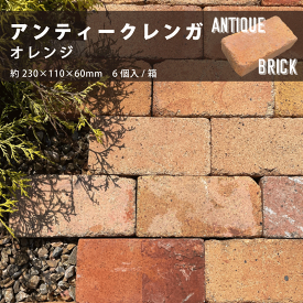 アンティークレンガ オレンジ 6個入り 庭 DIY ヴィンテージレンガ 中古レンガ 敷きレンガ ブロック ブリック ガーデニング エクステリア アプローチ 混色 長方形 敷石 ガーデンクリエ アンティークレンガ オレンジ 送料無料
