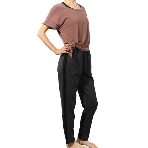 【10%OFFクーポン発行中】ヨガウェア トップス おしゃれ レディース Tシャツ 半袖 カットソー かわいい フィットネス ピラティス ゆったり サイドヨガ結びTシャツ ヨガウエア