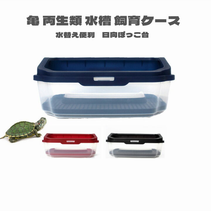 楽天市場 亀 水槽 ケース カメ 飼育ケース 大空間 ボックス タートルタンク 日向ぼっこ台 45cm お手入れ簡単 分離式 ミドリガメ クサガメ スッポン ザリガニ 観察 エサ皿 配線穴付き 送料無料 Panni