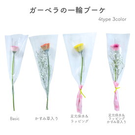 [12種類から選べる250円〜] 卒園 卒業 『 ガーベラの一輪 ブーケ 』 4type 3color 花 1輪 1本 一輪 一本 1輪の花 花束 ラッピング 花言葉 意味 希望 前進 元気 ガーベラ ピンク 黄色 オレンジ 生花 切り花 切花 卒園式 卒業式 成人式 通販 イベント 送別 /IGP