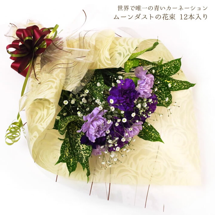 直営ストア 花ギフト 誕生日 青い 紫 カーネーション ムーンダスト 花束 スタンディングブーケ ミニ Sサイズ 贈り物 傘寿 古希 お祝い