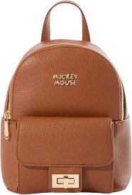 リュックサックバッグ ディズニー 正規代理店ライセンス レザーバックパック ショルダーバッグ ゴールドの金具 デザインキャラクタープリント入り PUレザー製