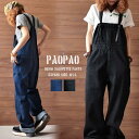 デニム オーバーオール【サロペット オールインワン シンプル アメカジ ストリート系 ナチュラル レディース 森ガール メンズライク レディース つなぎ ジーンズ 大人カジュアル ロールアップ M L ネイビー ブラック】【あす楽対応】